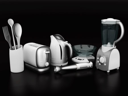 Cómo Ahorrar Al Equipar Tu Hogar Con Electrodomésticos De Liquidación Y Excedentes 2 24626162 Picture Of Household Appliances On A Black Background